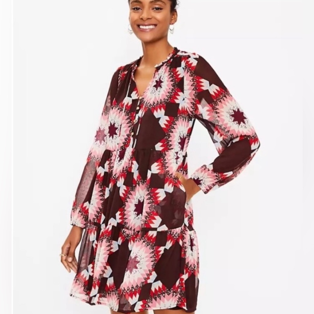 LOFT Multicolor Geometric Dress